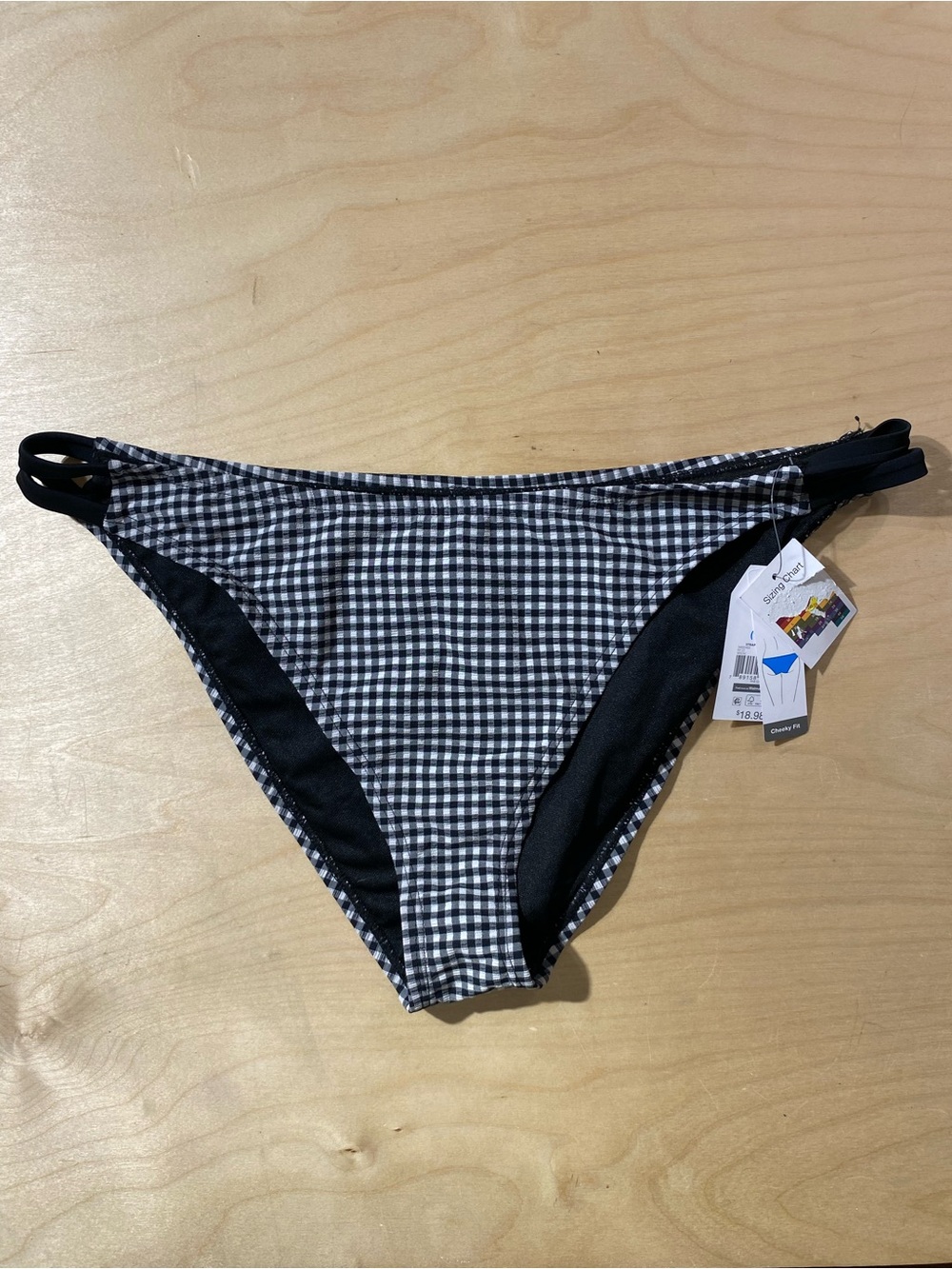 Time and Tru Black & White Gingham Bikini Bottom XL (16-18) (RG)